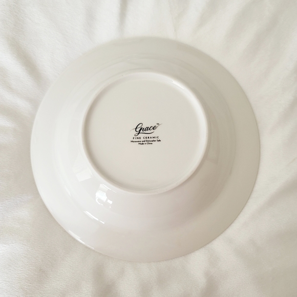 Grace Fine China ceramic rooster bowl white black speckle farmhouse dinnerware - Picture 5 of 7